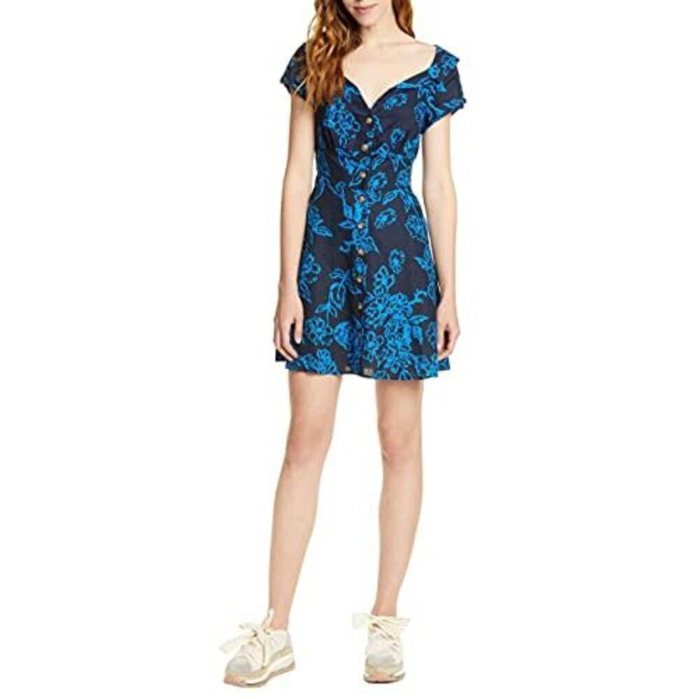 Free People A Thing Called Love Mini Dress Blue Combo 0